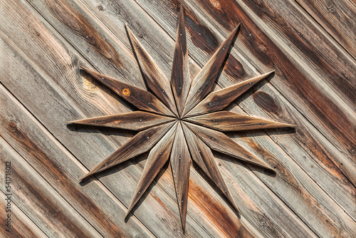 Simple traditional wooden star exterior decoration details