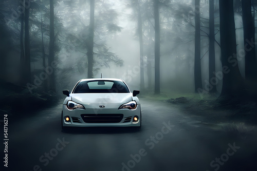 White super car in the forest © azstondesigns