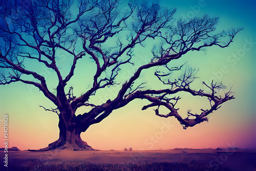 Tree without leaves at sunset © azstondesigns