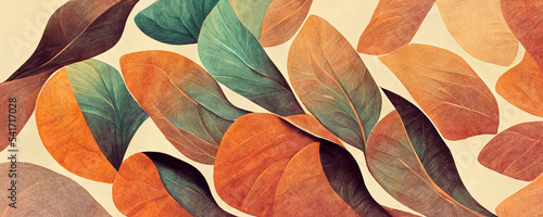 Horizontal Seamless Leaf Watercolor Background