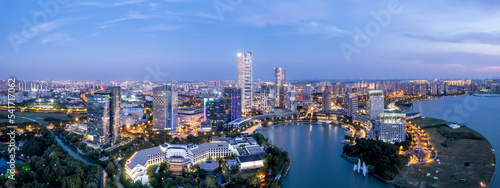 Aerial photography of Suzhou Moon Bay city night view