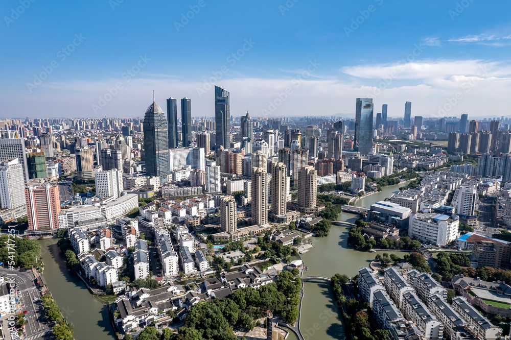 Fototapeta premium Aerial photography of modern architectural landscape of Wuxi city