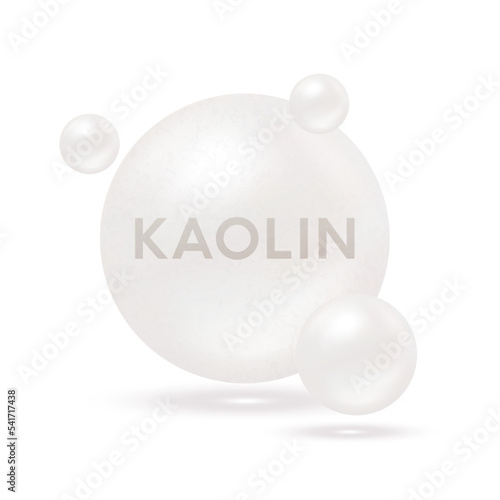Skincare beauty with collagen and vitamins extract kaolin. Activated charcoal or black clay 100% pure. Isolated on white background. Used for cosmetic product design. Vector EPS10.