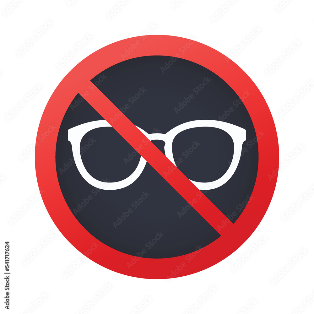 No glasses vector sign design. Isolated glasses ban symbol sticker label. No glasses vector sign design. Isolated glasses ban symbol sticker label.