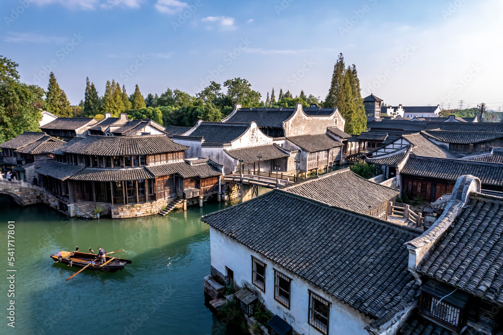 Aerial photography close-up of Wuzhen scenery in China Aerial photography close-up of Wuzhen scenery in China