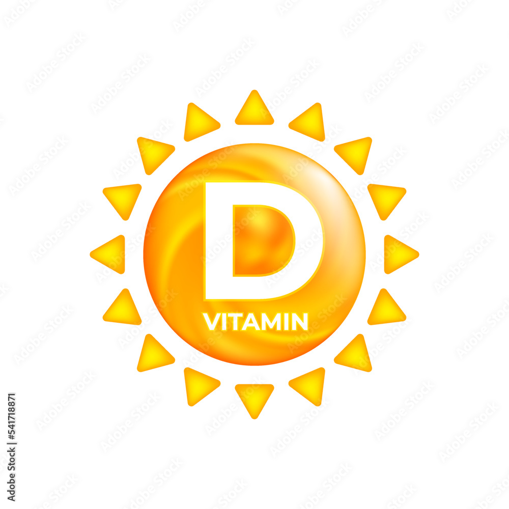 Vitamin D in sun icon, supplement and nutrition source, UV elements. Vector Vitamin D in sun icon, supplement and nutrition source, UV elements. Vector