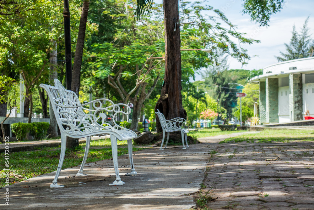 Empty garden chair is white