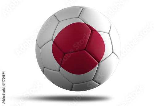 Japan flag football ball for 2022 Soccer World Cup. Japanese country flag on a hovering ball on isolated transparent background