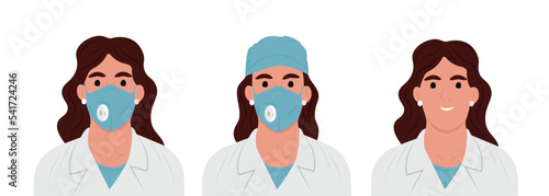 Frontline heroes illustration of doctors. Flat style vector