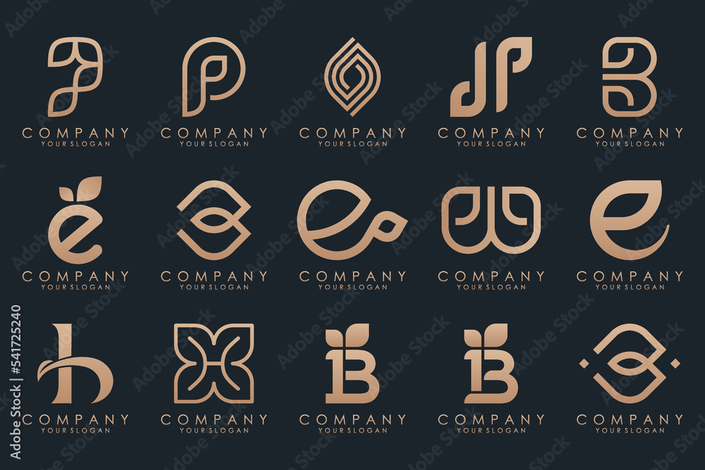 leaf combined with letter logo design and icon set Stock Vector | Adobe ...