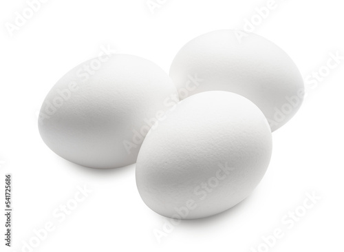 white chicken eggs isolated on white.
