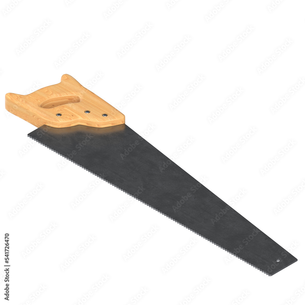 3d rendering illustration of an hand saw 3d rendering illustration of an hand saw