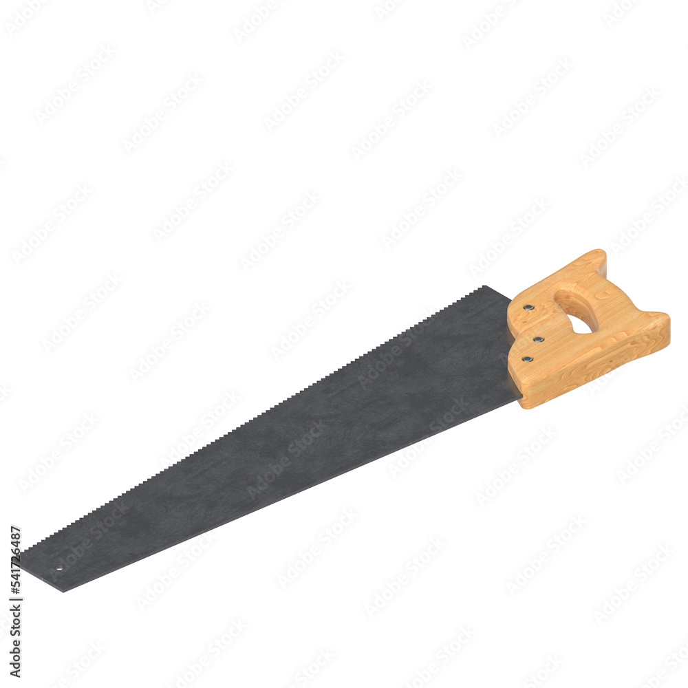 3d rendering illustration of an hand saw 3d rendering illustration of an hand saw