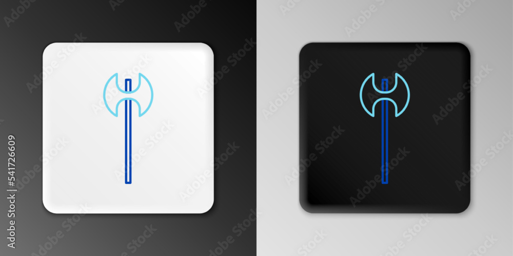 Line Medieval axe icon isolated on grey background. Battle axe, executioner axe. Medieval weapon. Colorful outline concept. Vector Line Medieval axe icon isolated on grey background. Battle axe, executioner axe. Medieval weapon. Colorful outline concept. Vector