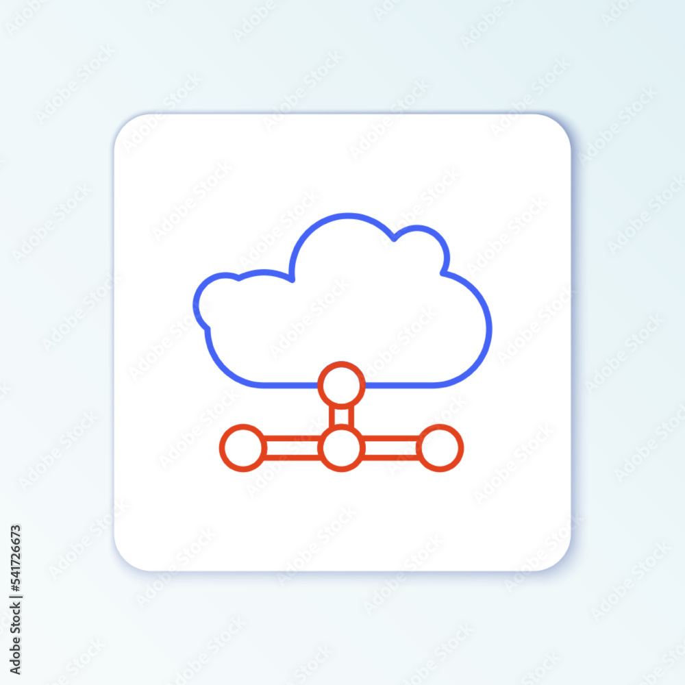Line Network cloud connection icon isolated on white background. Social technology. Cloud computing concept. Colorful outline concept. Vector Line Network cloud connection icon isolated on white background. Social technology. Cloud computing concept. Colorful outline concept. Vector