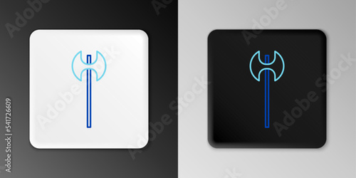 Line Medieval axe icon isolated on grey background. Battle axe, executioner axe. Medieval weapon. Colorful outline concept. Vector