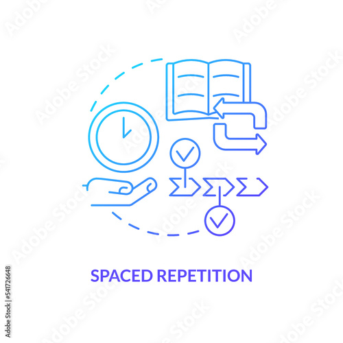 Space repetition blue gradient concept icon. Learn new things trick. Store information in memories. Study tip abstract idea thin line illustration. Isolated outline drawing. Myriad Pro-Bold font used