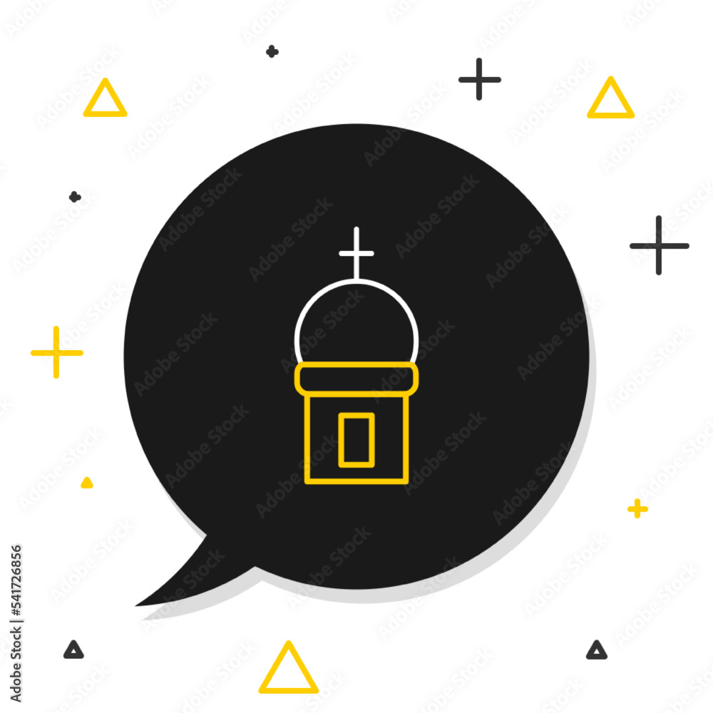 Line Christian church tower icon isolated on white background. Religion of church. Colorful outline concept. Vector