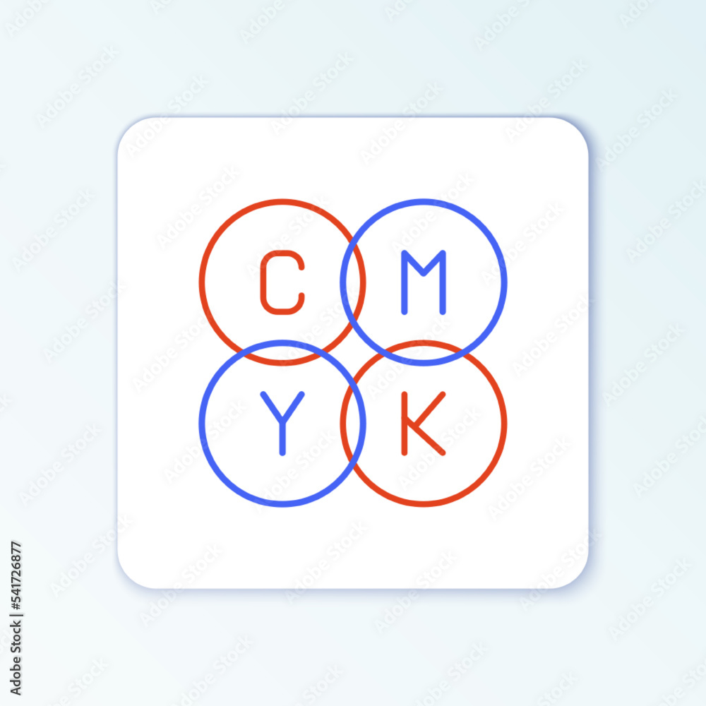 Line CMYK color mixing icon isolated on white background. Colorful outline concept. Vector Line CMYK color mixing icon isolated on white background. Colorful outline concept. Vector