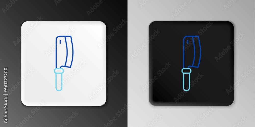Line Meat chopper icon isolated on grey background. Kitchen knife for meat. Butcher knife. Colorful outline concept. Vector Line Meat chopper icon isolated on grey background. Kitchen knife for meat. Butcher knife. Colorful outline concept. Vector
