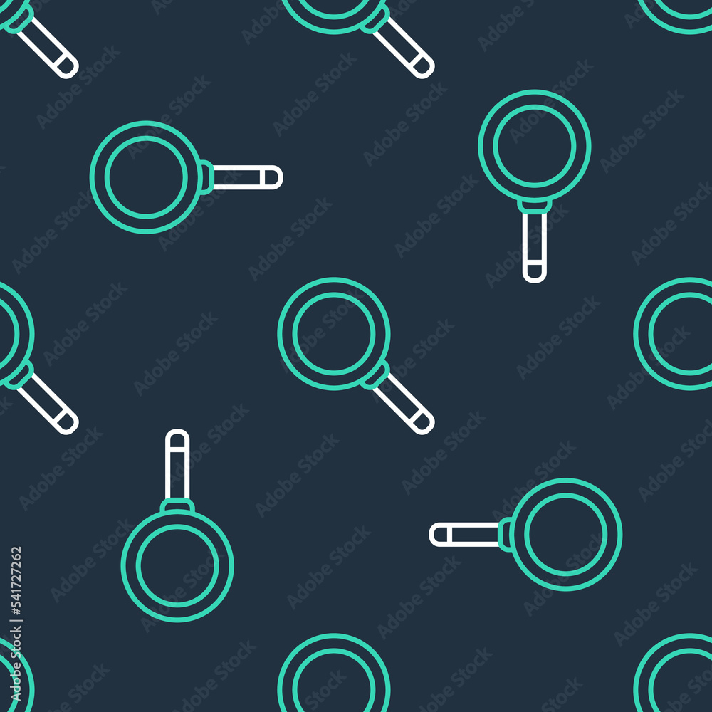 Line Frying pan icon isolated seamless pattern on black background. Fry or roast food symbol. Vector Line Frying pan icon isolated seamless pattern on black background. Fry or roast food symbol. Vector