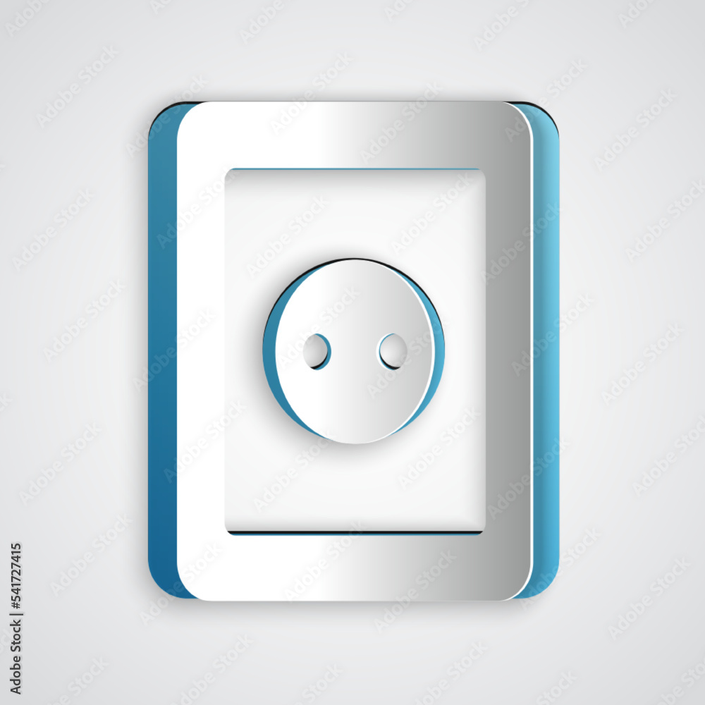 Paper cut Electrical outlet icon isolated on grey background. Power socket. Rosette symbol. Paper art style. Vector Paper cut Electrical outlet icon isolated on grey background. Power socket. Rosette symbol. Paper art style. Vector