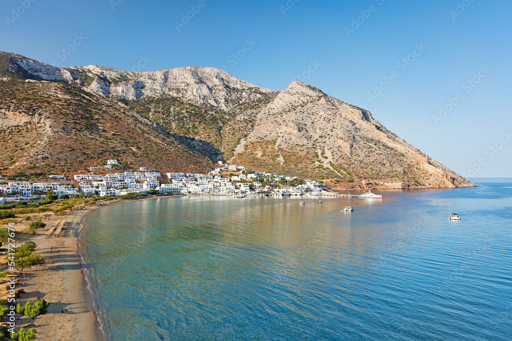 The beach and port Kamares of Sifnos, Greece