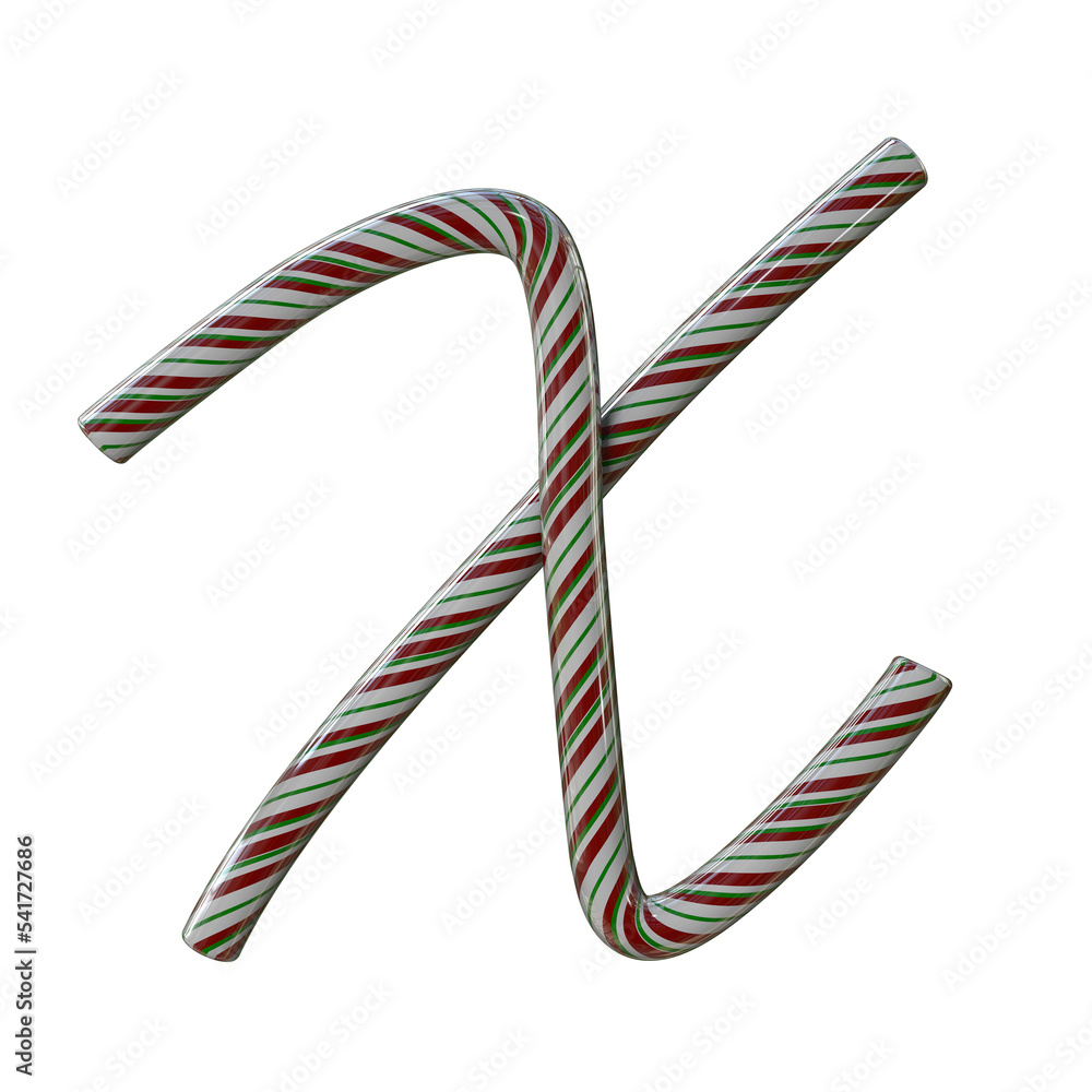 Obraz premium Glossy candy Christmas text typeface X