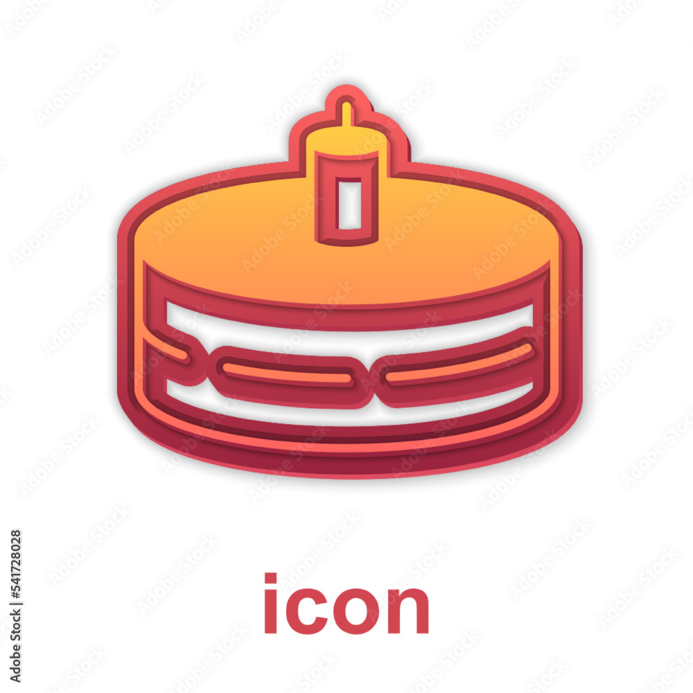Gold Cake with burning candles icon isolated on white background. Happy Birthday. Vector Gold Cake with burning candles icon isolated on white background. Happy Birthday. Vector