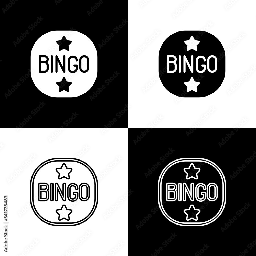 Set Bingo icon isolated on black and white background. Lottery tickets for american bingo game. Vector Set Bingo icon isolated on black and white background. Lottery tickets for american bingo game. Vector