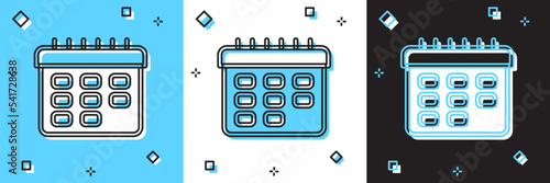 Set School timetable icon isolated on blue and white, black background. Vector © vector_v