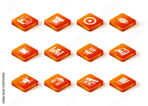 Set Cow, India Gate in Delhi, Cup of tea and leaf, Taj Mahal, Bollywood indian cinema, Incense sticks, Aroma sticks, incense and Taxi tuk tuk icon. Vector