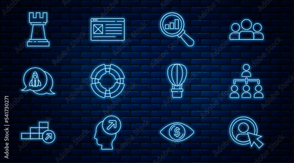 Set line Create account screen, Hierarchy organogram chart, Magnifying ...