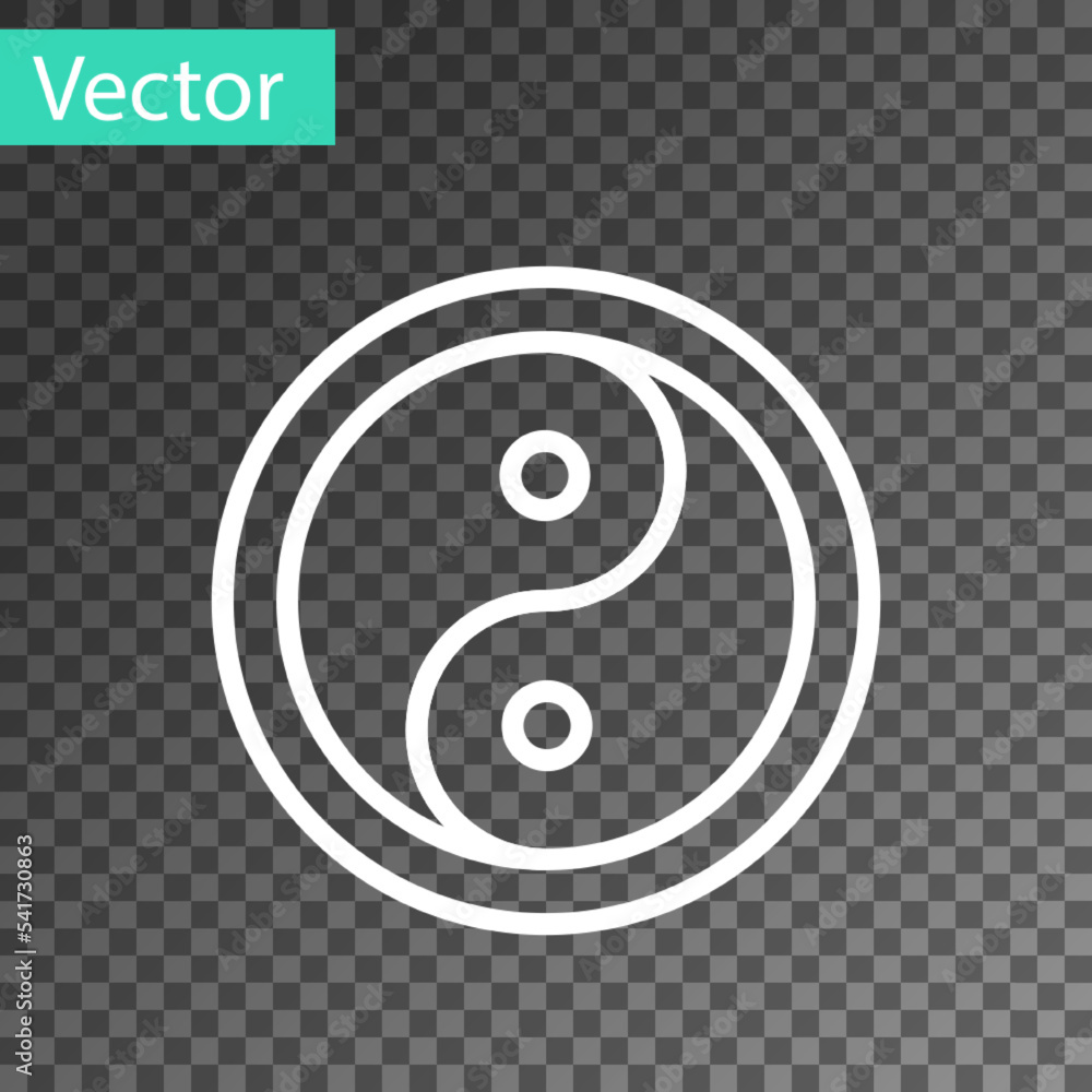 White line Yin Yang symbol of harmony and balance icon isolated on ...