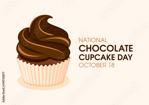 National Chocolate Cupcake Day vector. Creamy brown chocolate cupcake icon vector. October 18 each year. Important day