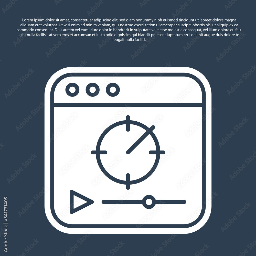 Blue line Online play video icon isolated on blue background. Film strip with play sign. Vector Blue line Online play video icon isolated on blue background. Film strip with play sign. Vector