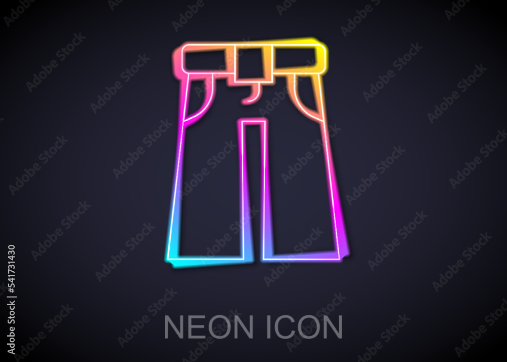 Glowing neon line Jeans wide icon isolated on black background. Vector Glowing neon line Jeans wide icon isolated on black background. Vector