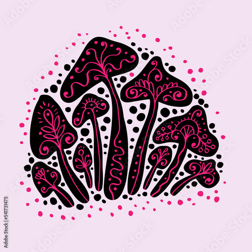 Magic witchcraft mushroom vector elements photo