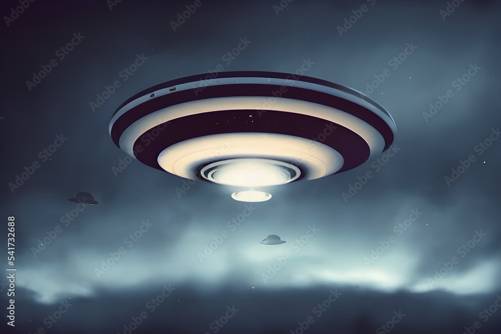 Flying saucer. UFO. UAP. The aliens have arrived. ilustración de Stock ...
