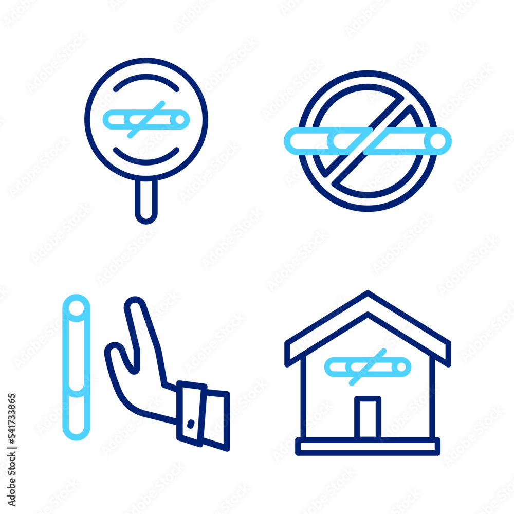 Set line No smoking at home, Giving up cigarette, and icon. Vector Set line No smoking at home, Giving up cigarette, and icon. Vector