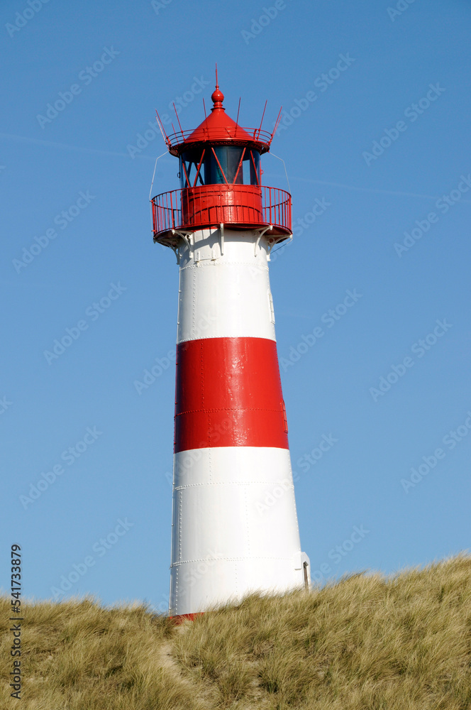 Leuchtturm bei List, am Ellenbogen, Sylt, nordfriesische Insel, Schleswig Holstein, Deutschland, Europa