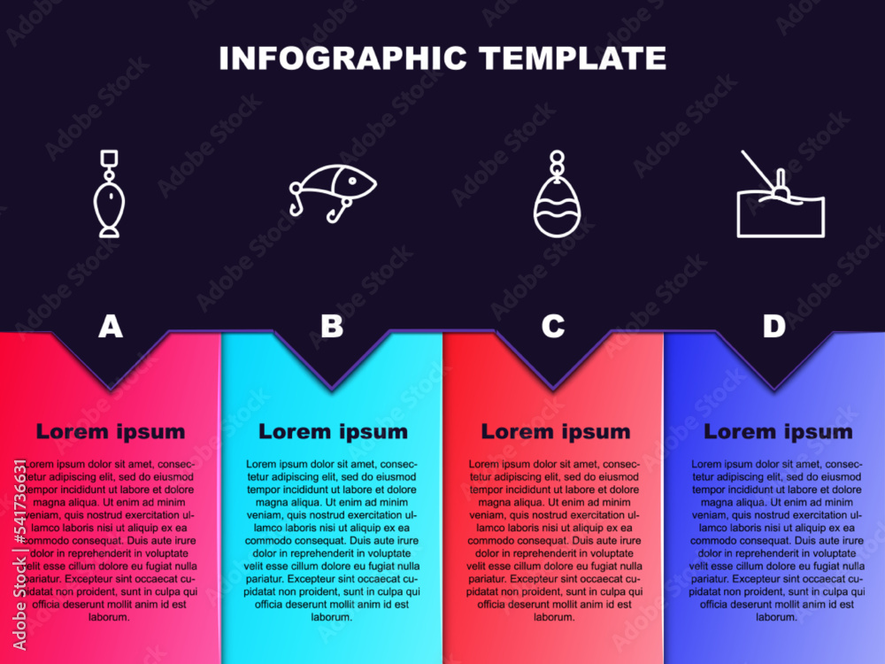 Set line Fishing spoon, lure, and float water. Business infographic template. Vector Set line Fishing spoon, lure, and float water. Business infographic template. Vector
