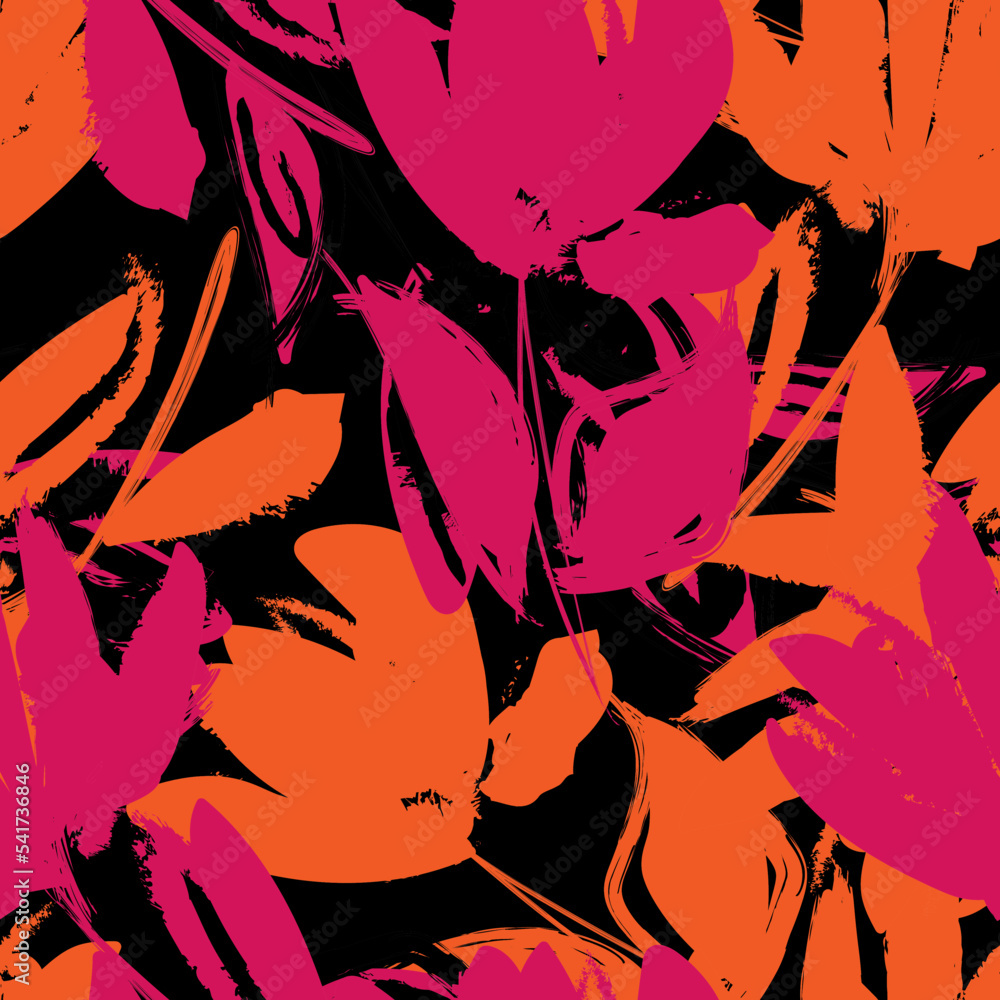 Floral Brush strokes Seamless Pattern Design Floral Brush strokes Seamless Pattern Design