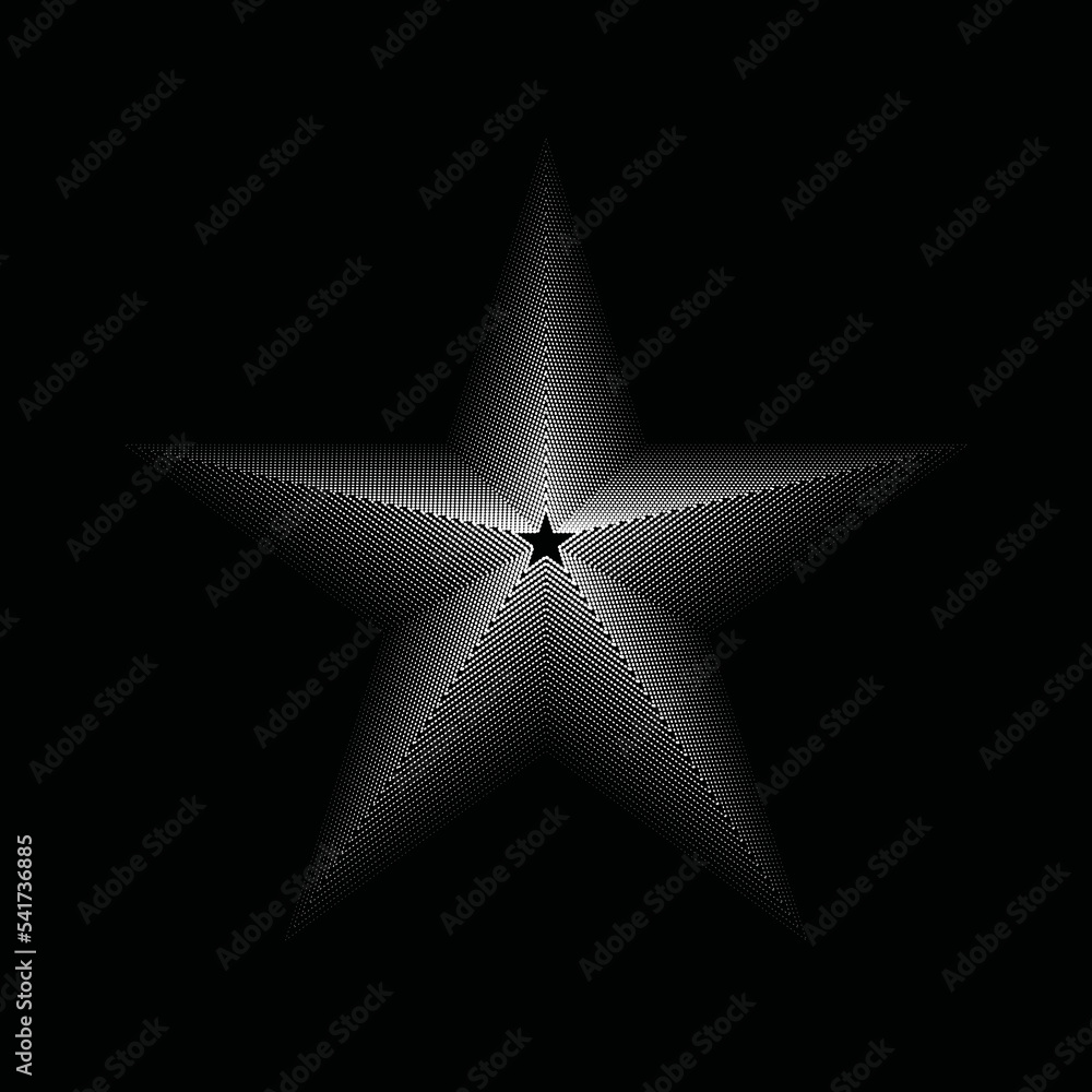 Obraz premium Tremendous vector star line art for background and for business marketing, swirl line art, vector illustration, futuristic star shape art with white texture and black background.