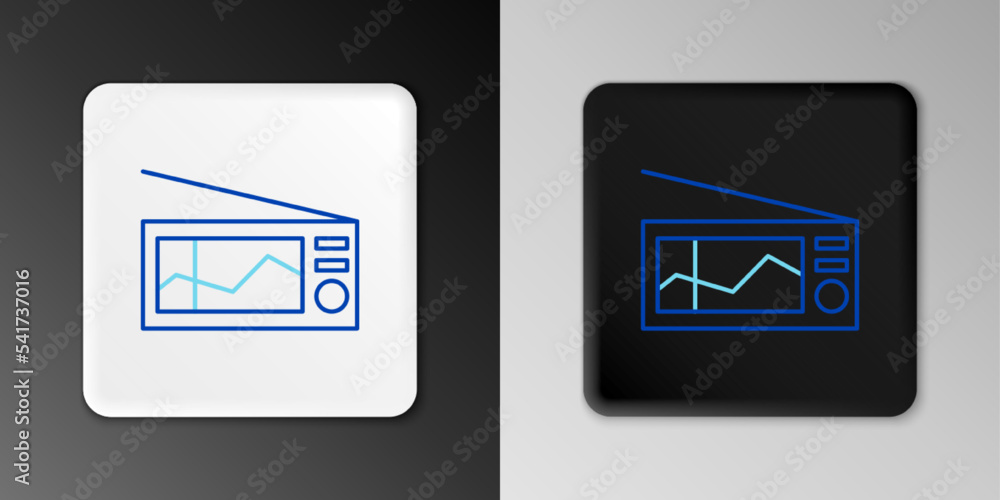 Line Radio with antenna icon isolated on grey background. Colorful outline concept. Vector Line Radio with antenna icon isolated on grey background. Colorful outline concept. Vector
