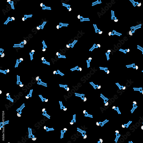 Line Router and wi-fi signal symbol icon isolated seamless pattern on black background. Wireless ethernet modem router. Computer technology internet. Vector