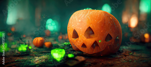 background with Halloween pumpkin atmosphere strange mystery things magic