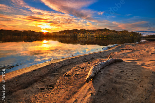 Sunset along the banks of the Wisconsin River. 