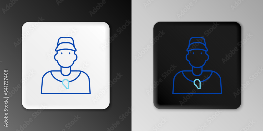 Line Baseball coach icon isolated on grey background. Colorful outline concept. Vector Line Baseball coach icon isolated on grey background. Colorful outline concept. Vector
