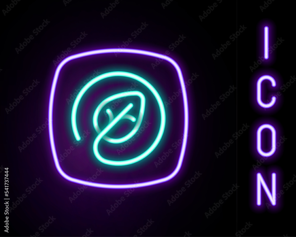 Glowing neon line Location with leaf icon isolated on black background. Eco energy concept. Alternative energy concept. Colorful outline concept. Vector Glowing neon line Location with leaf icon isolated on black background. Eco energy concept. Alternative energy concept. Colorful outline concept. Vector